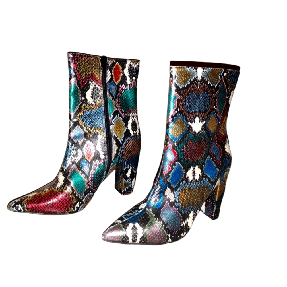 Amazingly colorful mid calf boots size 7.5
